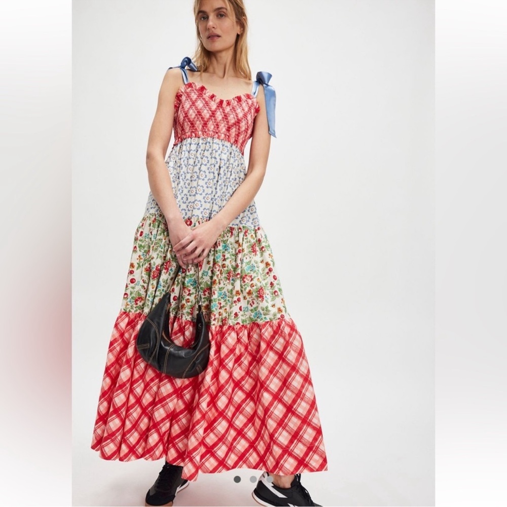 Free People Bluebell Maxi Dress Cherry Combo SMALL